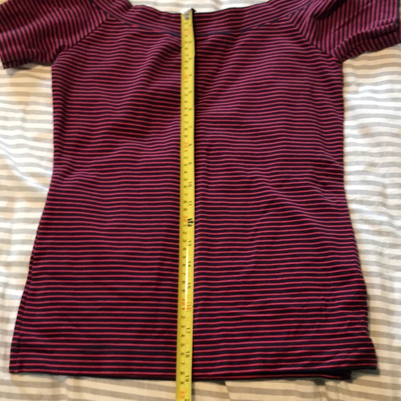 Red and Blue Off The Shoulder Shirt - Picture 3 of 4